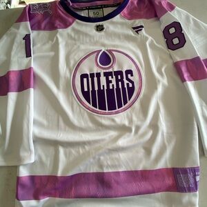 Hyman NHL White and Purple Oilers Jersey